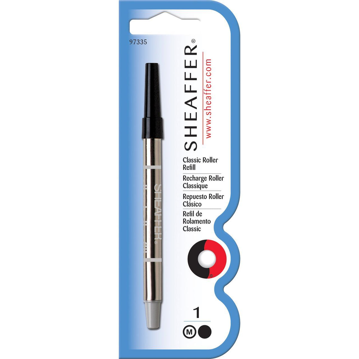 2PK Sheaffer Medium Roller Ball Pen Refill Single Classic Black