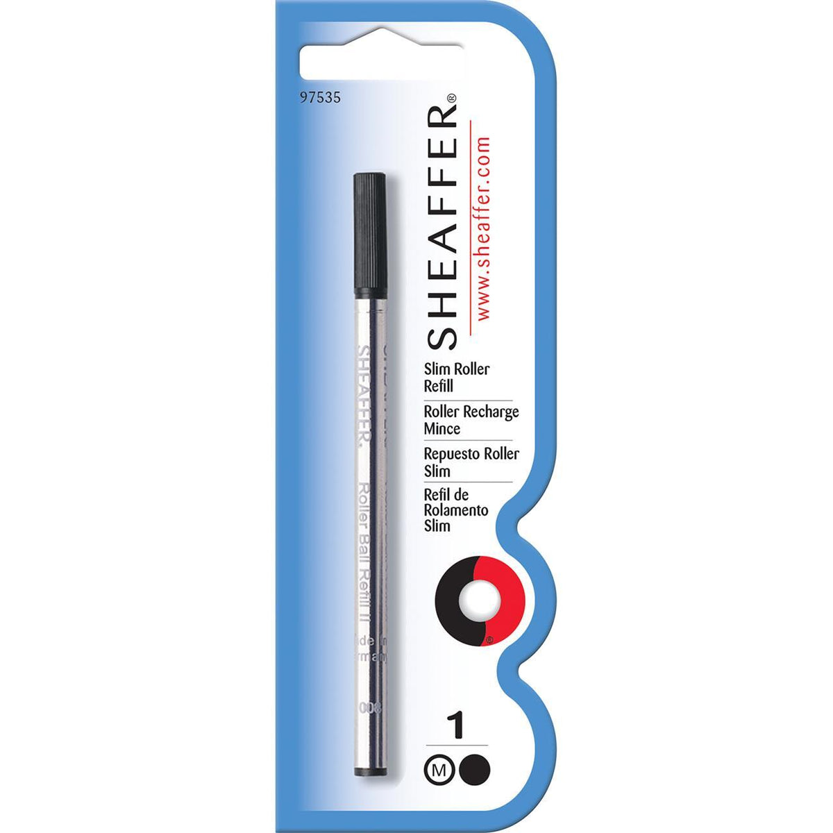 2PK Sheaffer Roller Ball Pen Refill Single Slim Medium Black