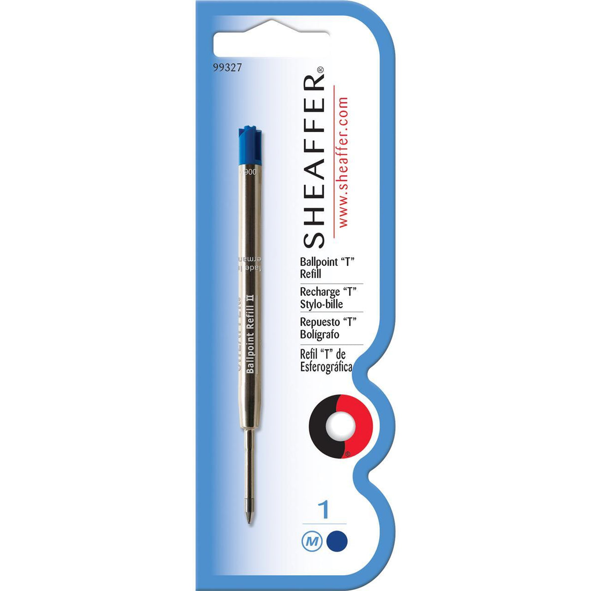 2PK Sheaffer Ball Point Pen T Refill Medium Blue Ink Single