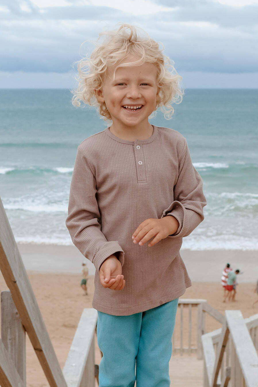 Ponchik Baby/Toddler Cotton Henley T-Shirt Carmel Rib - Size 0-3m