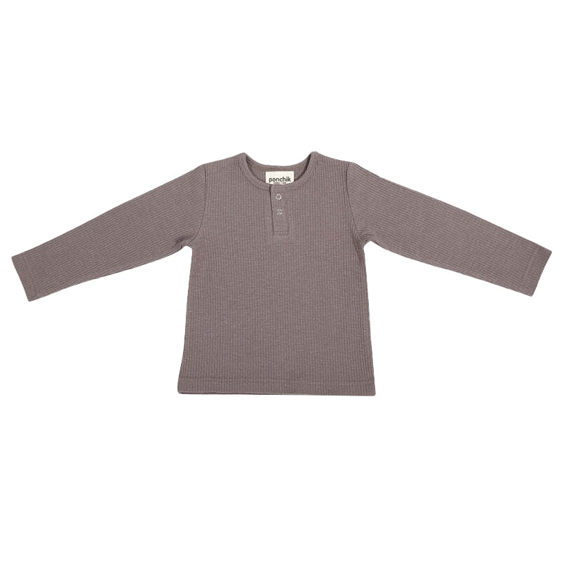 Ponchik Baby/Toddler Cotton Henley T-Shirt Carmel Rib - Size 0-3m