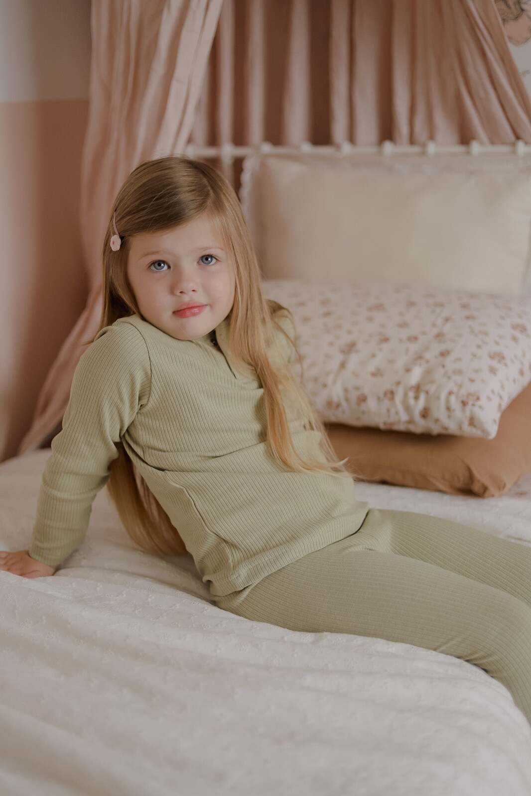 Ponchik Baby/Toddler Cotton Henley T-Shirt Pistachio Rib - Size 3-6m
