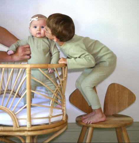 Ponchik Baby/Toddler Cotton Henley T-Shirt Pistachio Rib - Size 3-6m