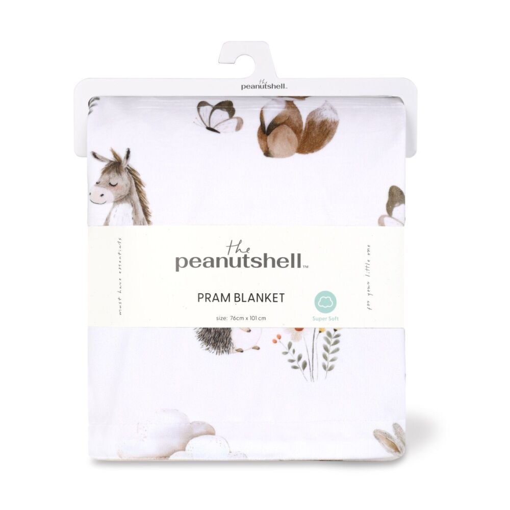 2PK The Peanutshell Forest Dreams Animal Velour Printed Blanket Baby Pink