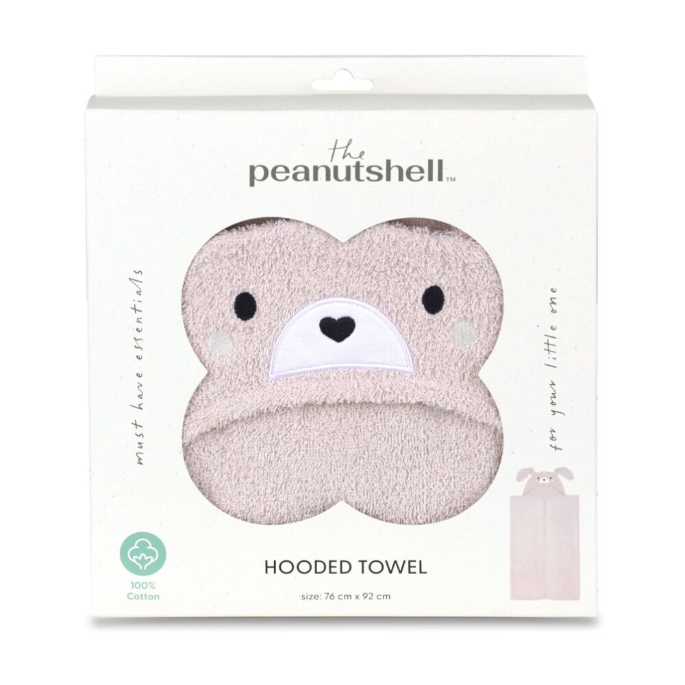 The Peanutshell Forest Dreams Kids Hooded Bunny Rabbit Towel 100% Cotton Pink