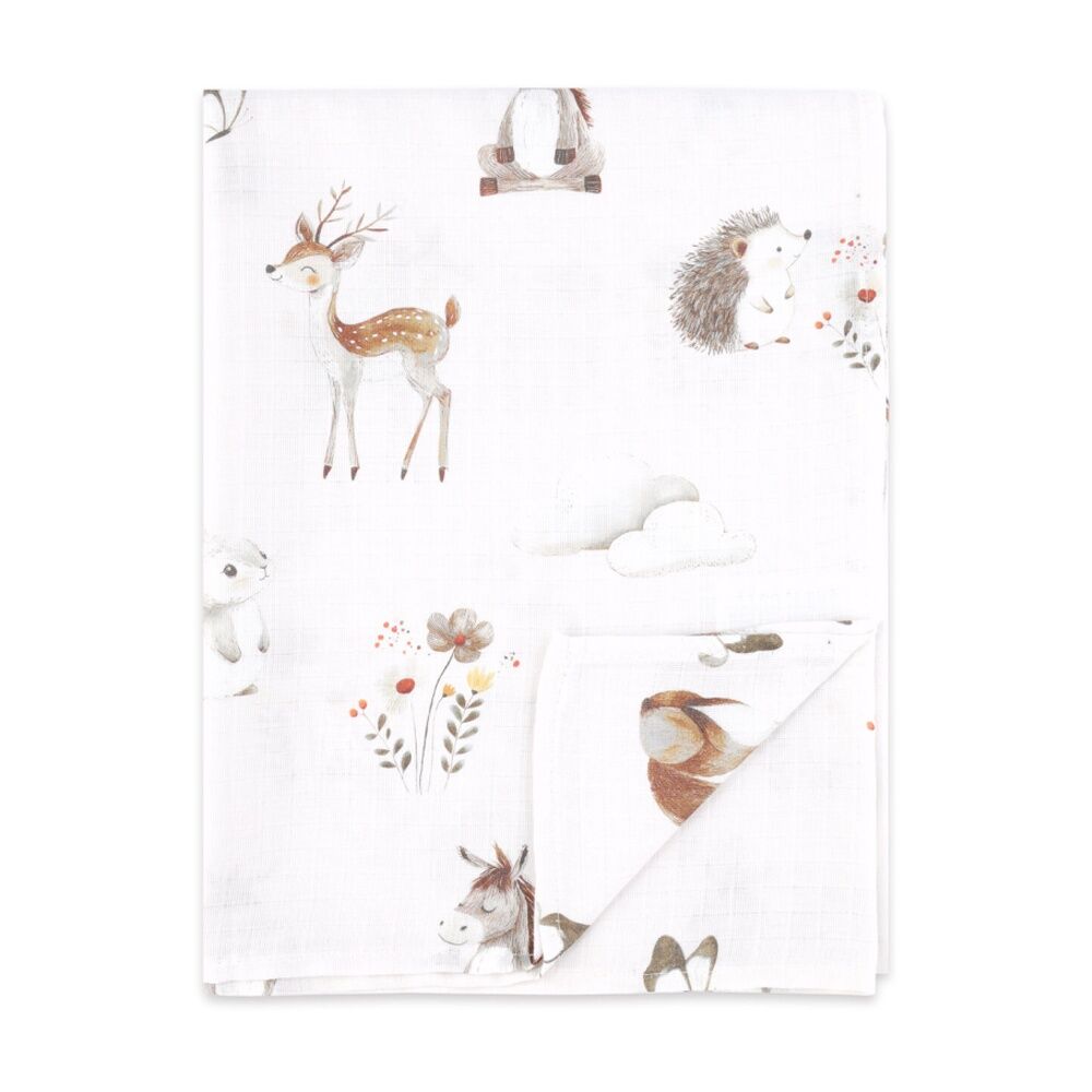 2pc The Peanutshell Forest Dreams Baby Muslin Wraps 100% Cotton Pink/White