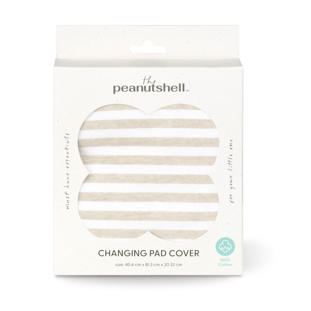 The Peanutshell Safari Dreams Changing Pad Cover 40.6x81.3cm Tan Stripe
