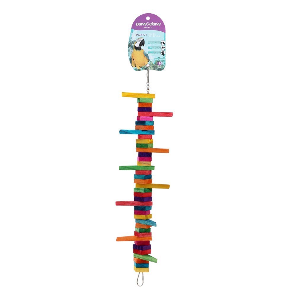 2PK Paws & Claws 39cm Parrot Flexible Swing Wooden Toy