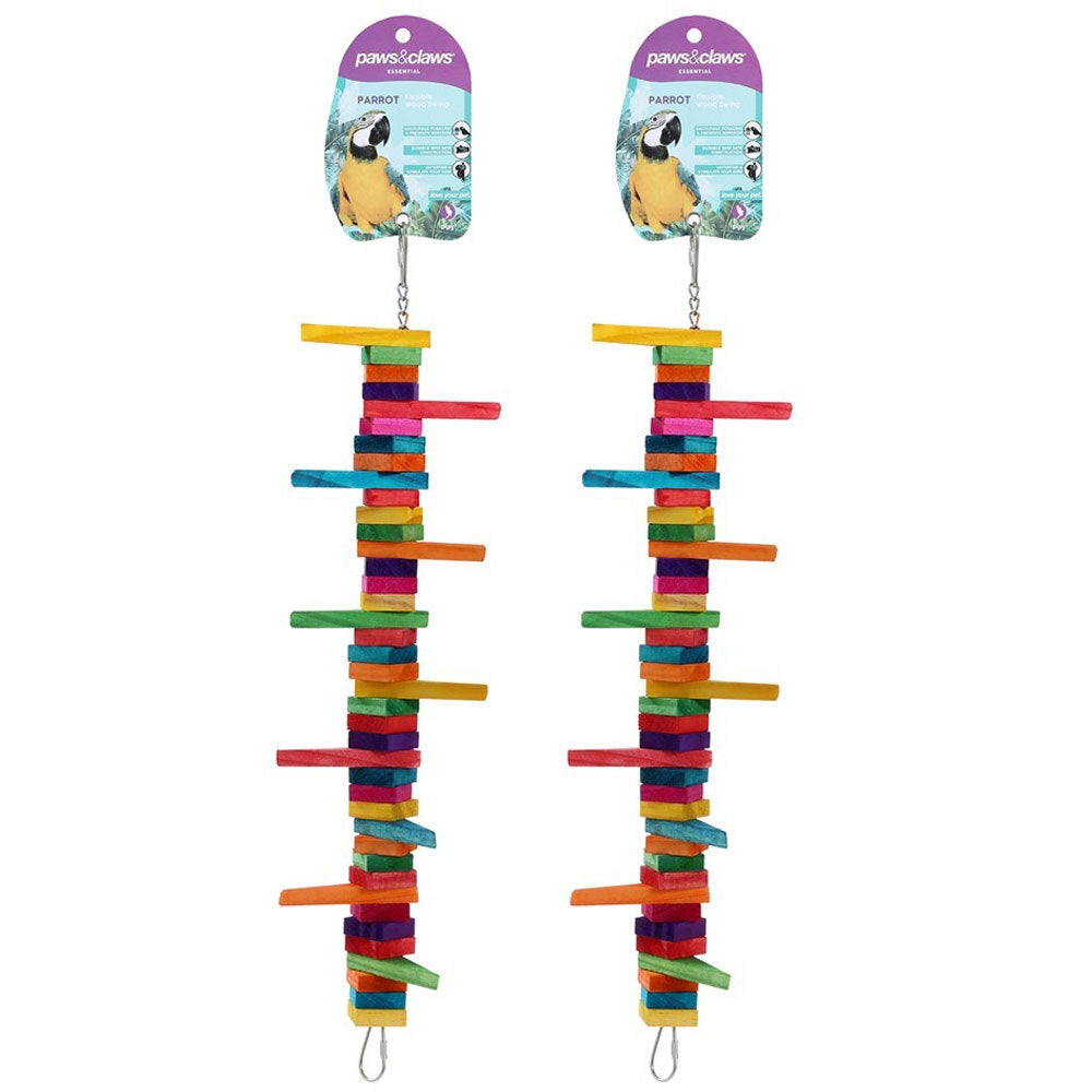 2PK Paws & Claws 39cm Parrot Flexible Swing Wooden Toy