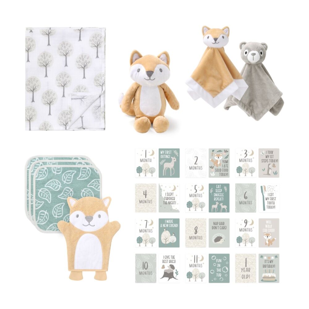 7pc The Peanutshell Woodland Animal Adventure Pack Baby Bundle Green/Tan