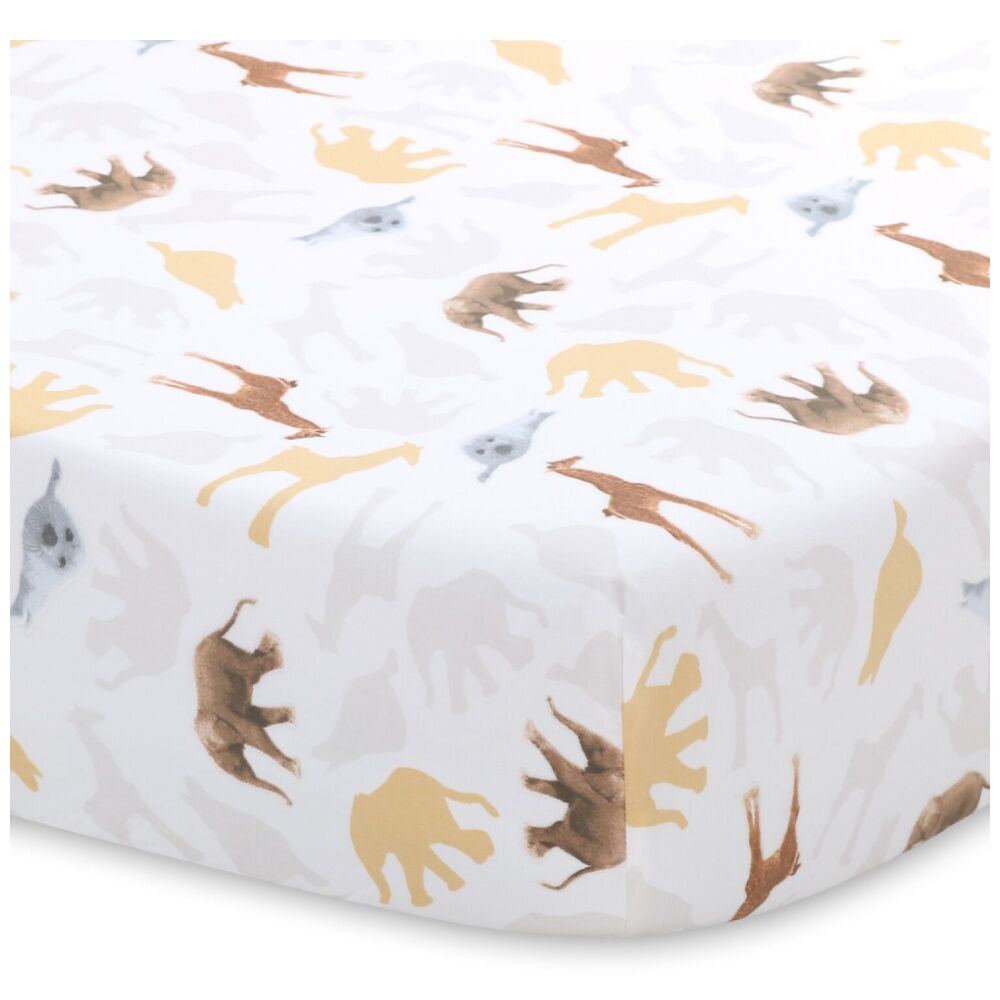 7pc Animal Planet Giraffe Baby Cot Bedding Set & Bath Towels Beige/White