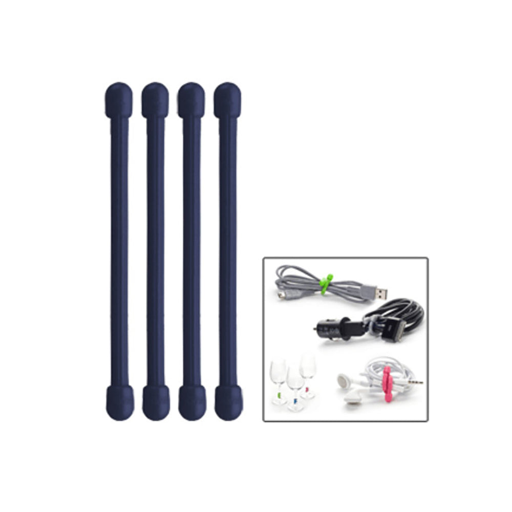 2x 4pc Nite Ize 3in Rubber Gear Tie Reusable Twist Organiser - Navy