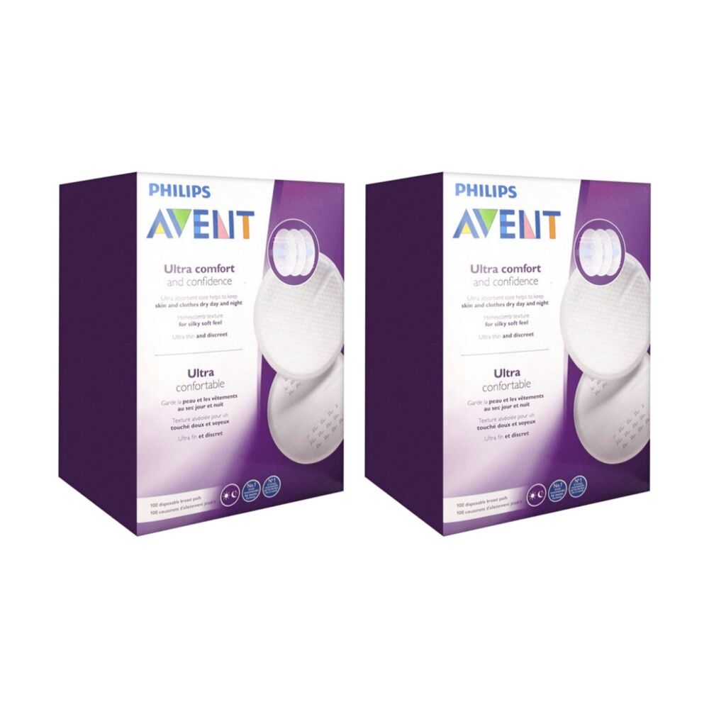 2x 100pc Philips Avent Disposable Day Mothers Breast Pads White