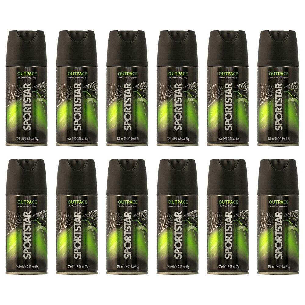 12PK Sportstar Men's Deodorant Body Spray Outpace Scent 150ml Odour Protection