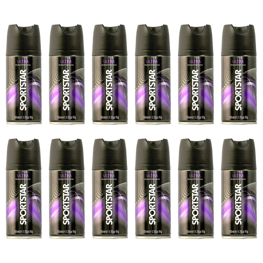 12PK Sportstar Men's Deodorant Body Spray Ultra Scent 150ml Odour Protection