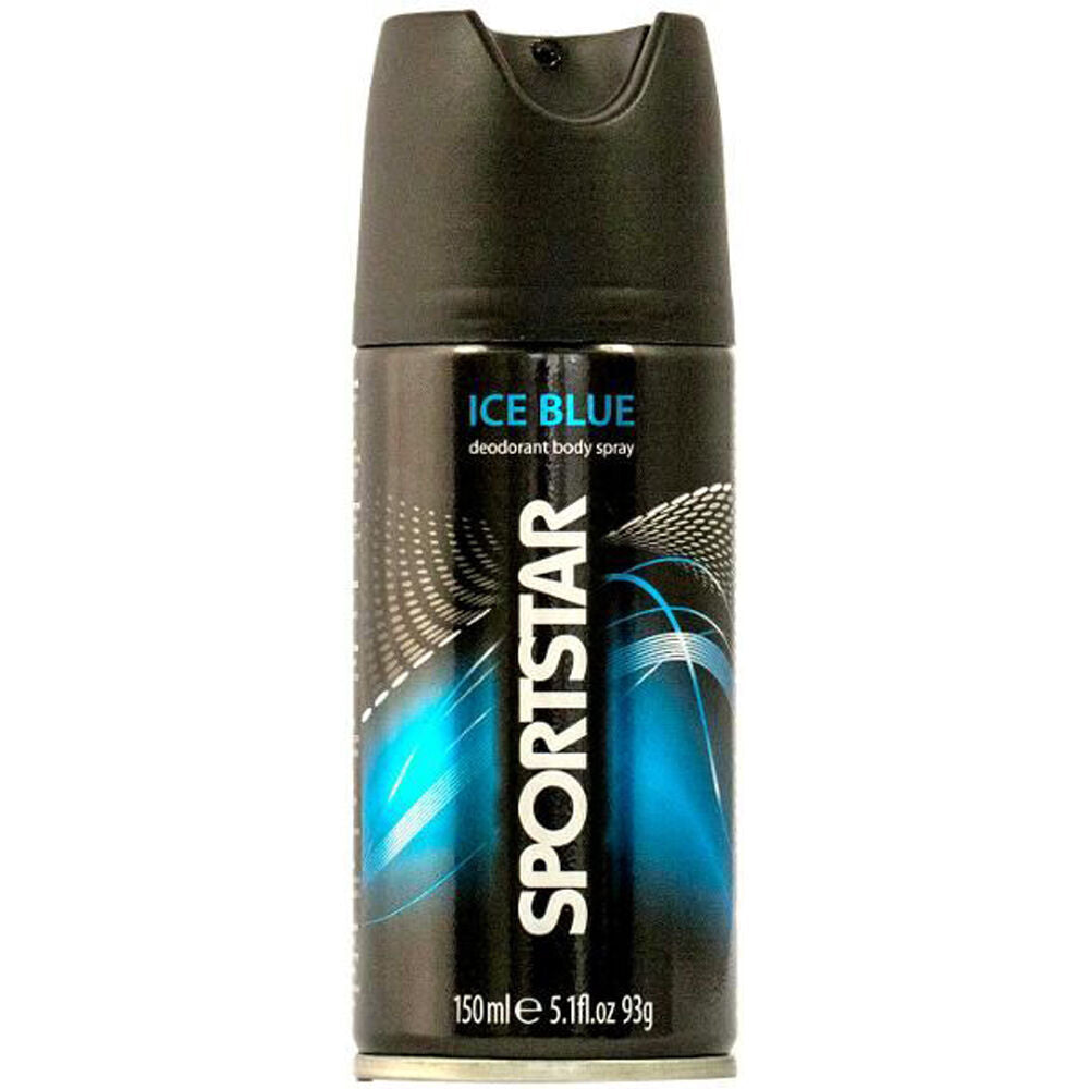 12PK Sportstar Men's Deodorant Body Spray Ice Blue Scent 150ml Odour Protection