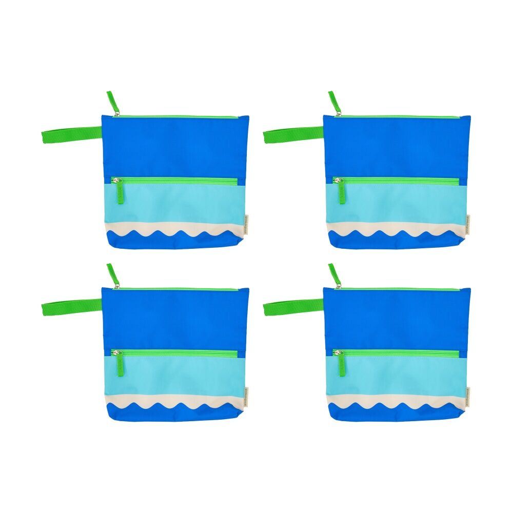 4PK Annabel Trends Beach Wet Clothing Pouch Riptide Bag 28.5cm x 28cm Blue