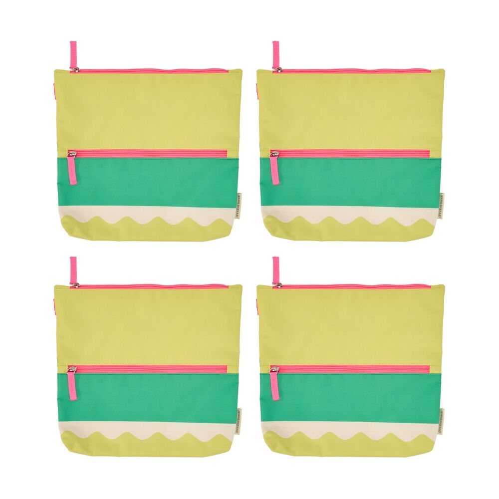4PK Annabel Trends Beach Wet Clothing Pouch Riptide Bag 28.5cm x 28cm Green