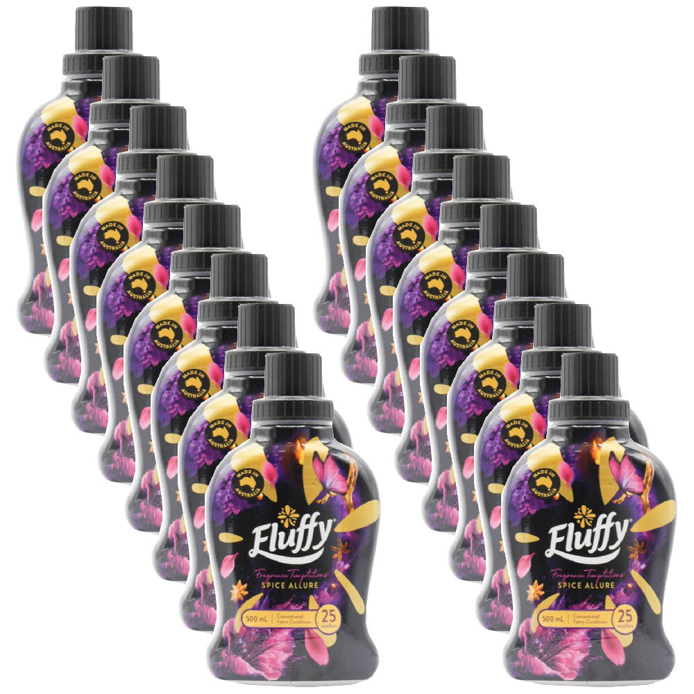 16PK Fluffy Fabric Softener Temptations Spice Allure Scented Gentle Care 500ml