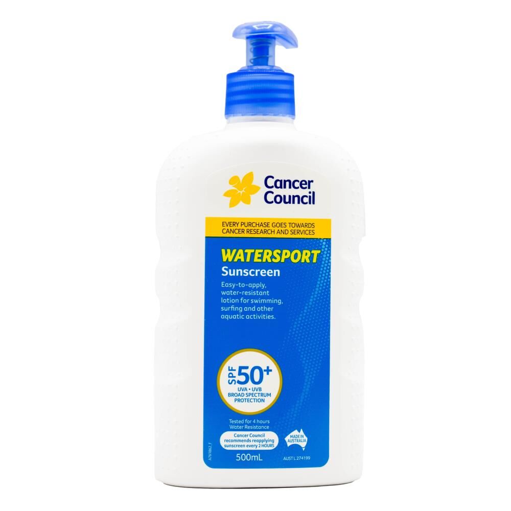 2PK Cancer Council 500ml Sunscreen Lotion Watersport SPF50+