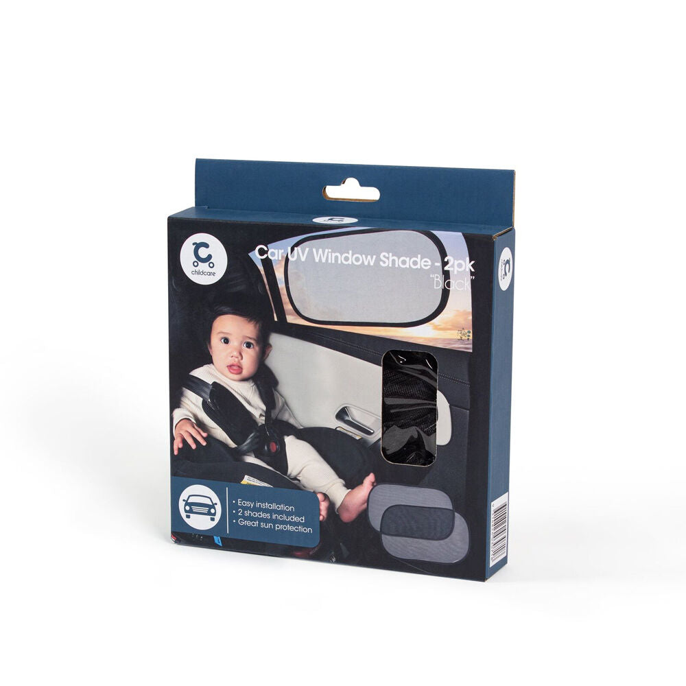 2pc Childcare Basic Car Rear Side Window Shade With UV Protection Black