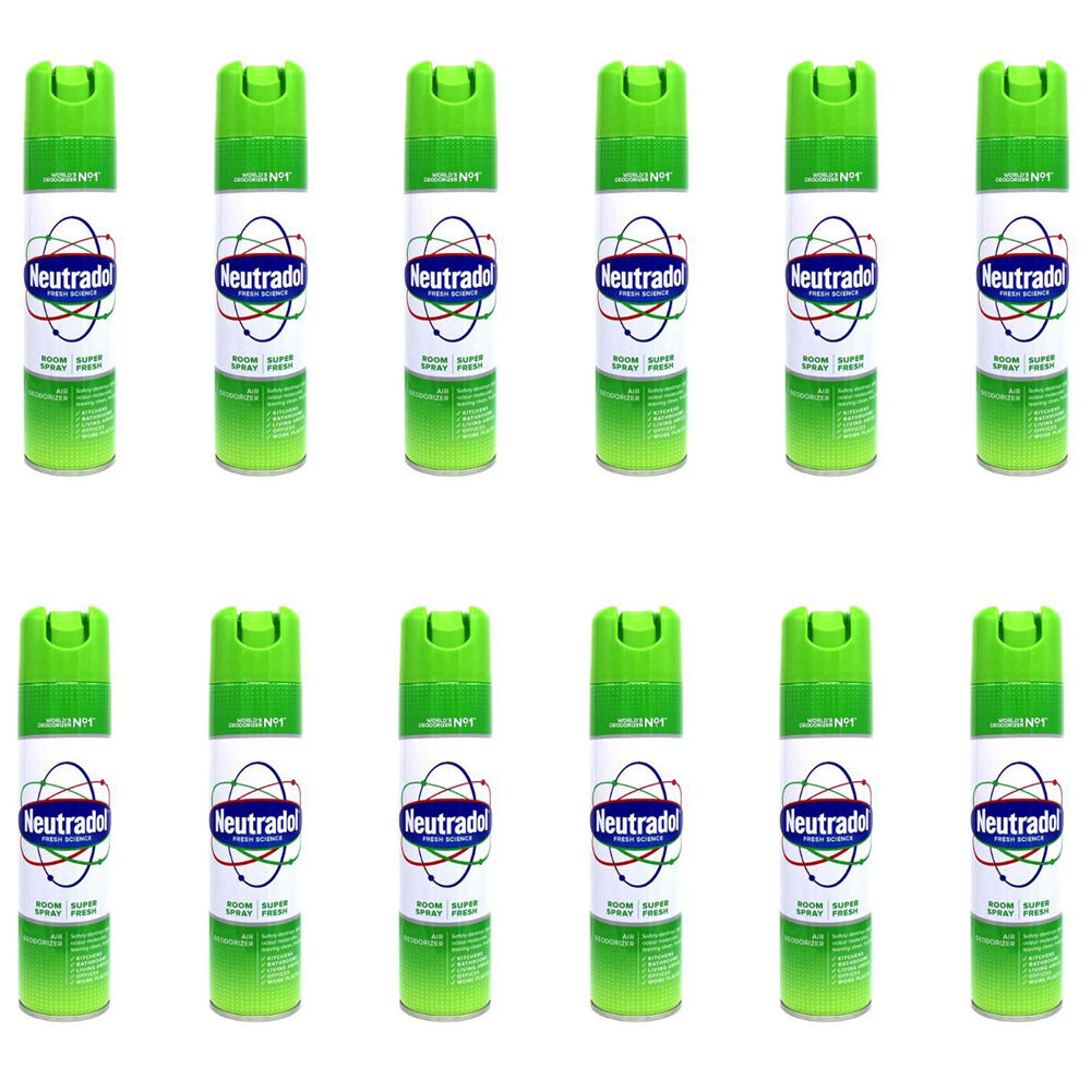 12PK Neutradol Aerosol Room Spray Air Deodoriser 300ml - Super Fresh