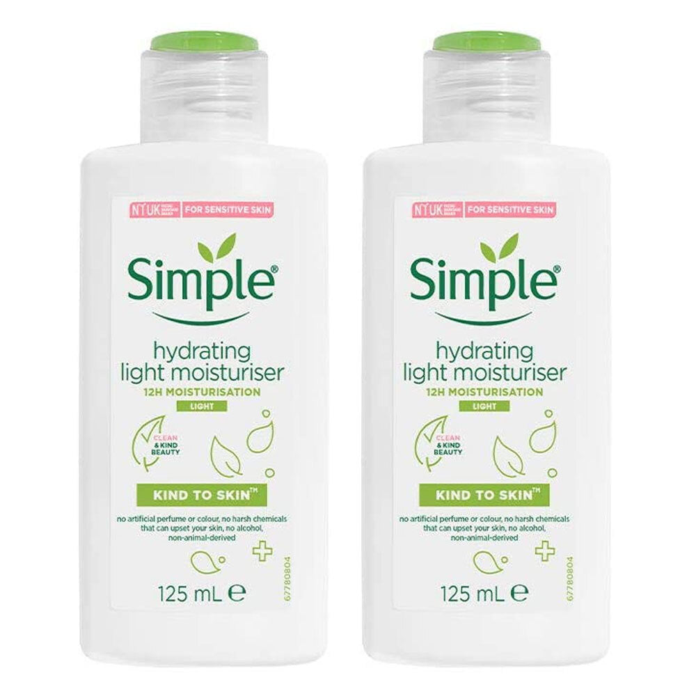 2PK Simple 125ml Hydrating Light Moisturiser Kind To Skin