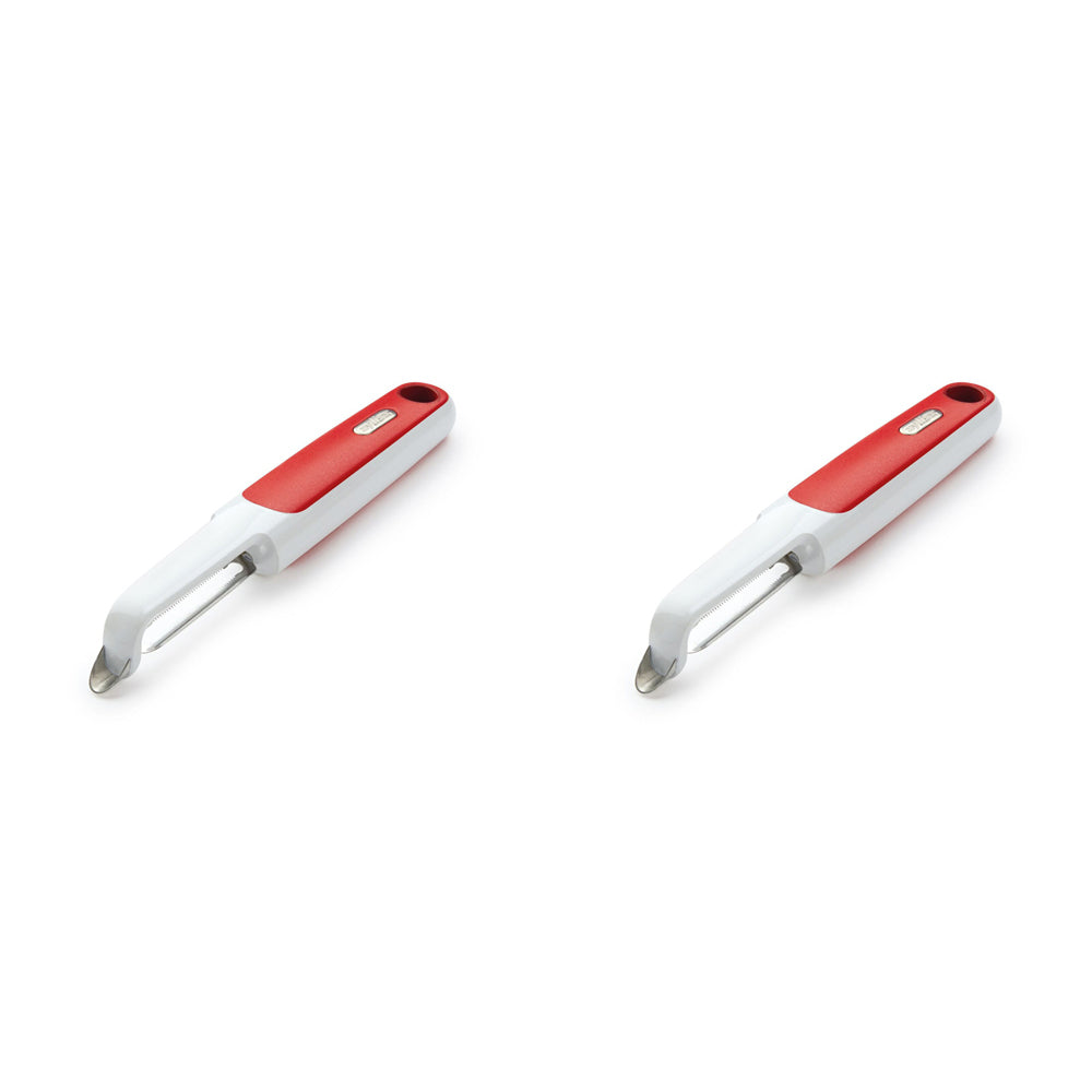 2PK Zyliss Soft Skin Serrated Peeler Kitchen Utensil - White/Red