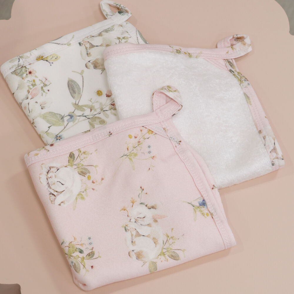 3pc Bubba Blue Children's and Baby Sleeping Bunny Face Washers 25x25cm