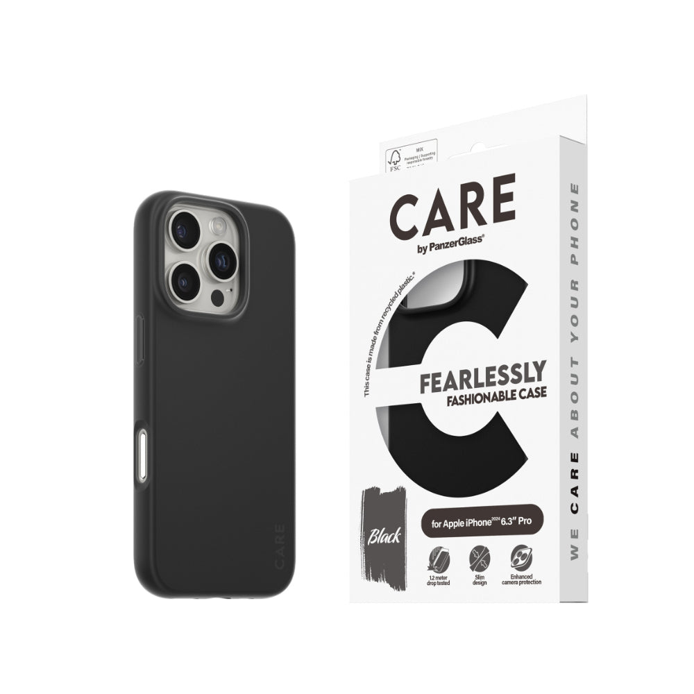2PK PanzerGlass CARE Fashion Case For iPhone 16 Pro Black