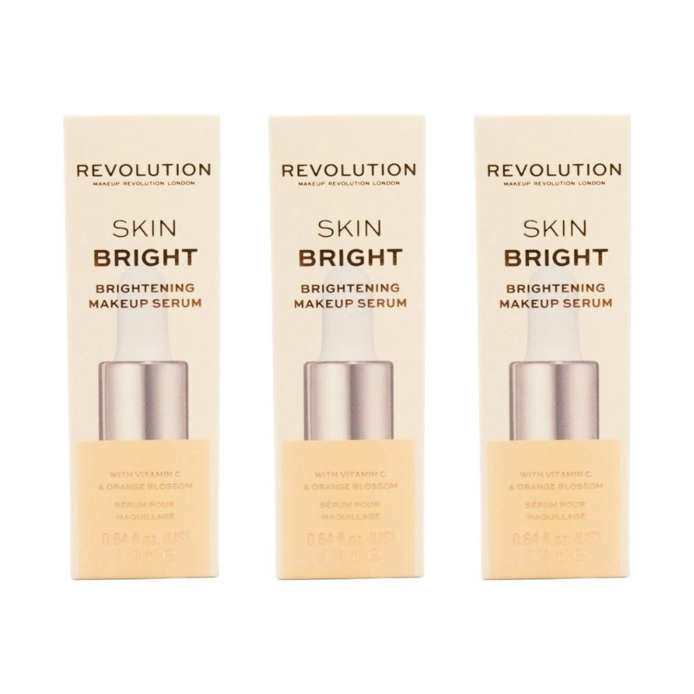 3PK Revolution Skin Bright Brightening Make Up Serum Hydrating Face Care 19ml