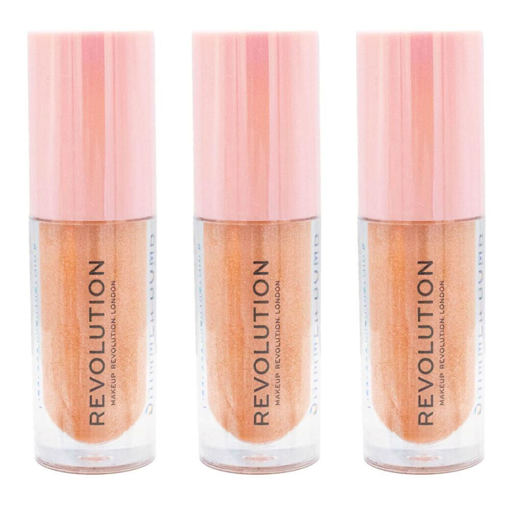 3PK Revolution Liquid Lip Gloss Shimmer Bomb 4.5ml Starlight Glossy Makeup