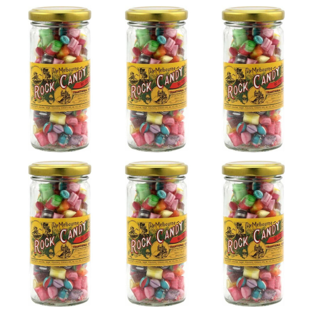 6PK Melbourne Bo Peeps Rock Candy Sweet Confectionery Lollies 170g Handmade