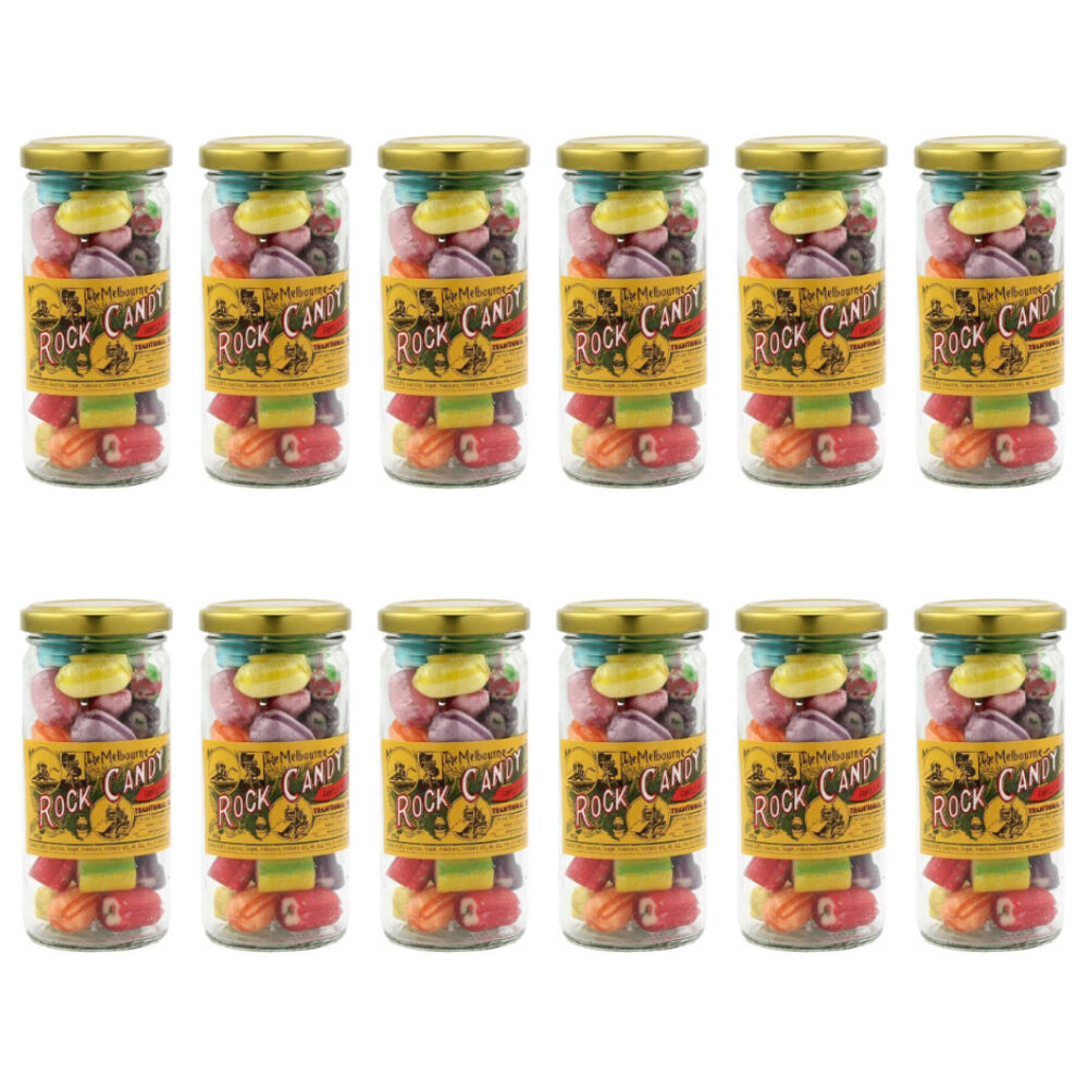 12PK Melbourne Family Assorted Rock Candy Sweet Confectionery Lollies 170g Handmade