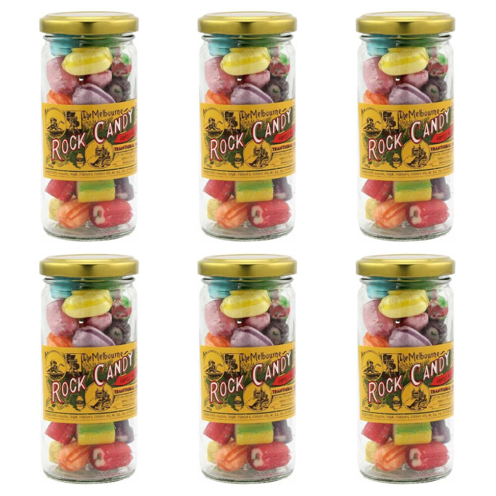 6PK Melbourne Family Assorted Rock Candy Sweet Confectionery Lollies 170g Handmade