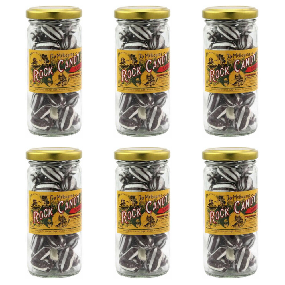 6PK Melbourne Humbugs Rock Candy Sweet Confectionery Lollies 170g Handmade