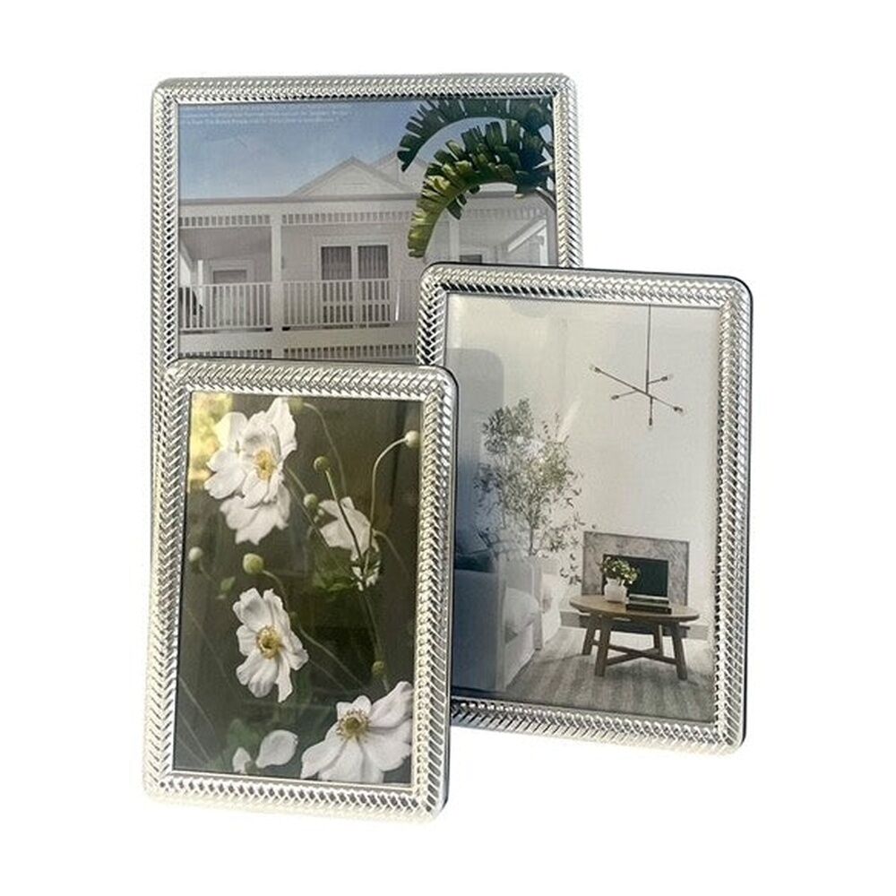 2PK SS Collective Silver Braided Textured Modern Photo Frame Rectangle 5x7