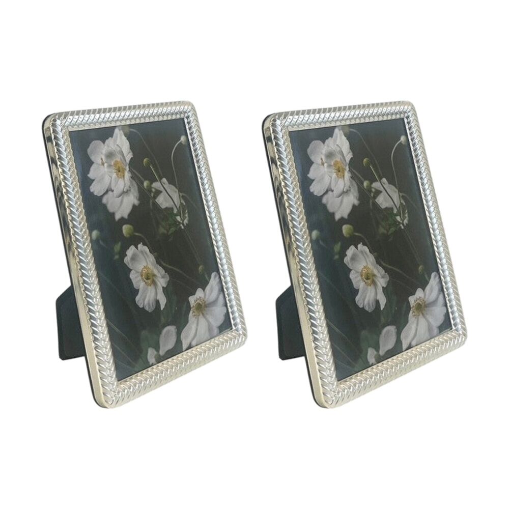 2PK SS Collective Silver Braided Textured Modern Photo Frame Rectangle 5x7