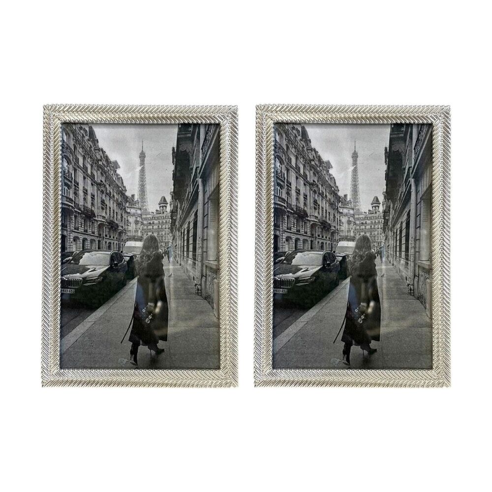 2PK SS Collective Silver Textured Mayfair Modern Photo Frame Rectangle 4x6