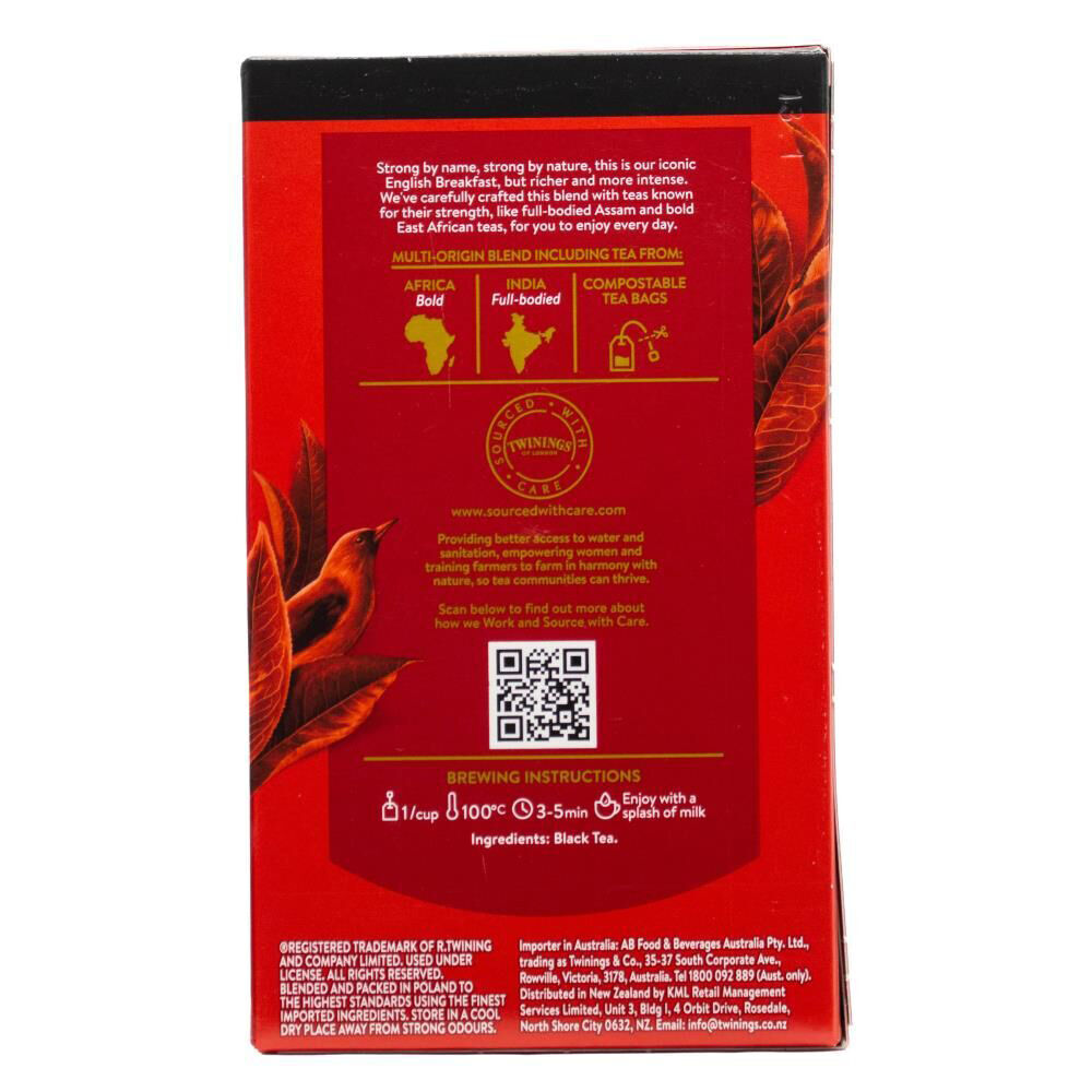 12x 40pc Twinings English Breakfast Pure Black Tea Bag 100g Extra Strong