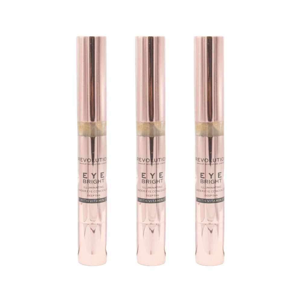 3PK Revolution Illuminating Under-Eye Concealer Eye Bright Deep Tan Beauty Makeup