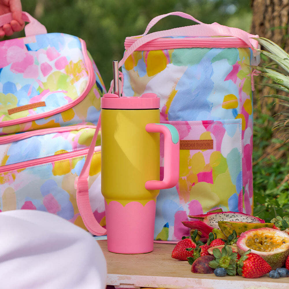 2PK Annabel Trends 33cm Insulated Picnic Cooler Bag Tall Barrel - Good Vibes