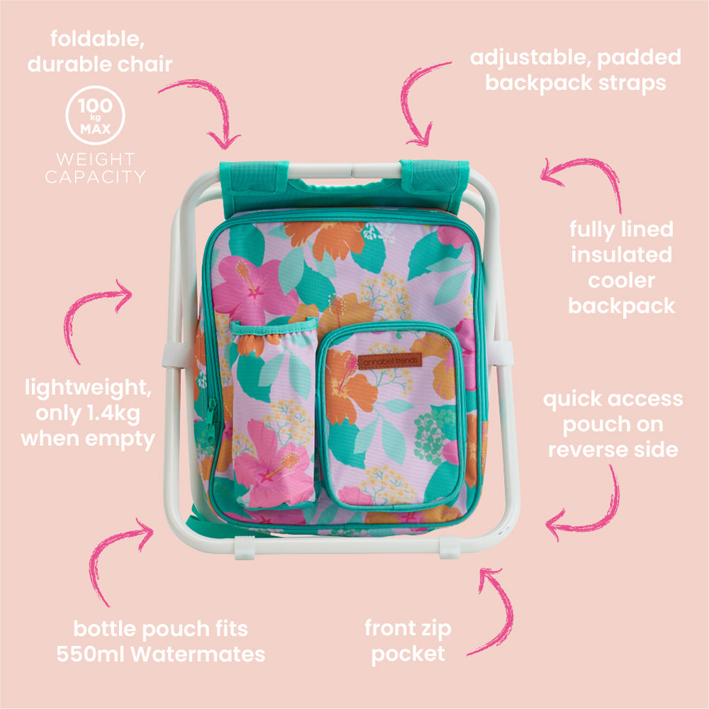 2PK Annabel Trends Picnic Cooler Chair w/ Insulated Bag - Hibiscus