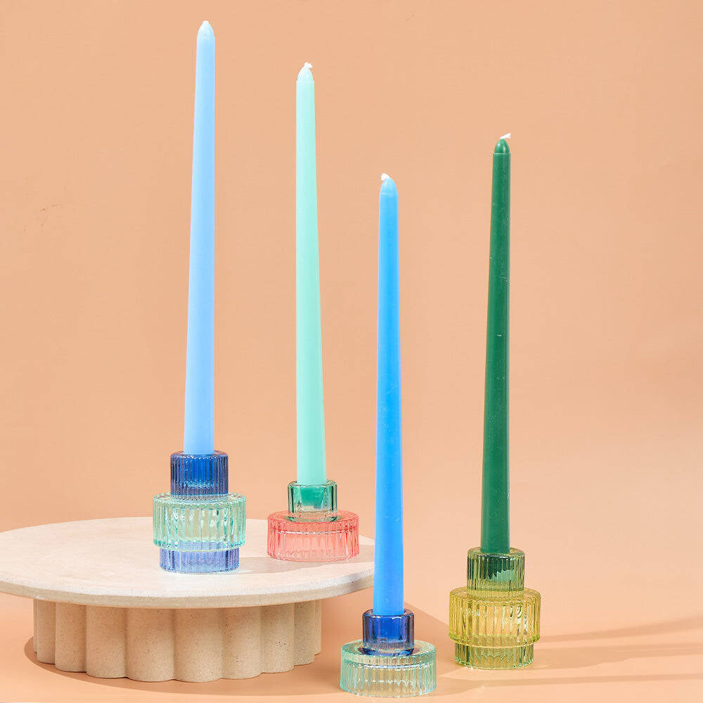 8pc Annabel Trends Jewel Taper Candle Set 30cm - Blue Tones