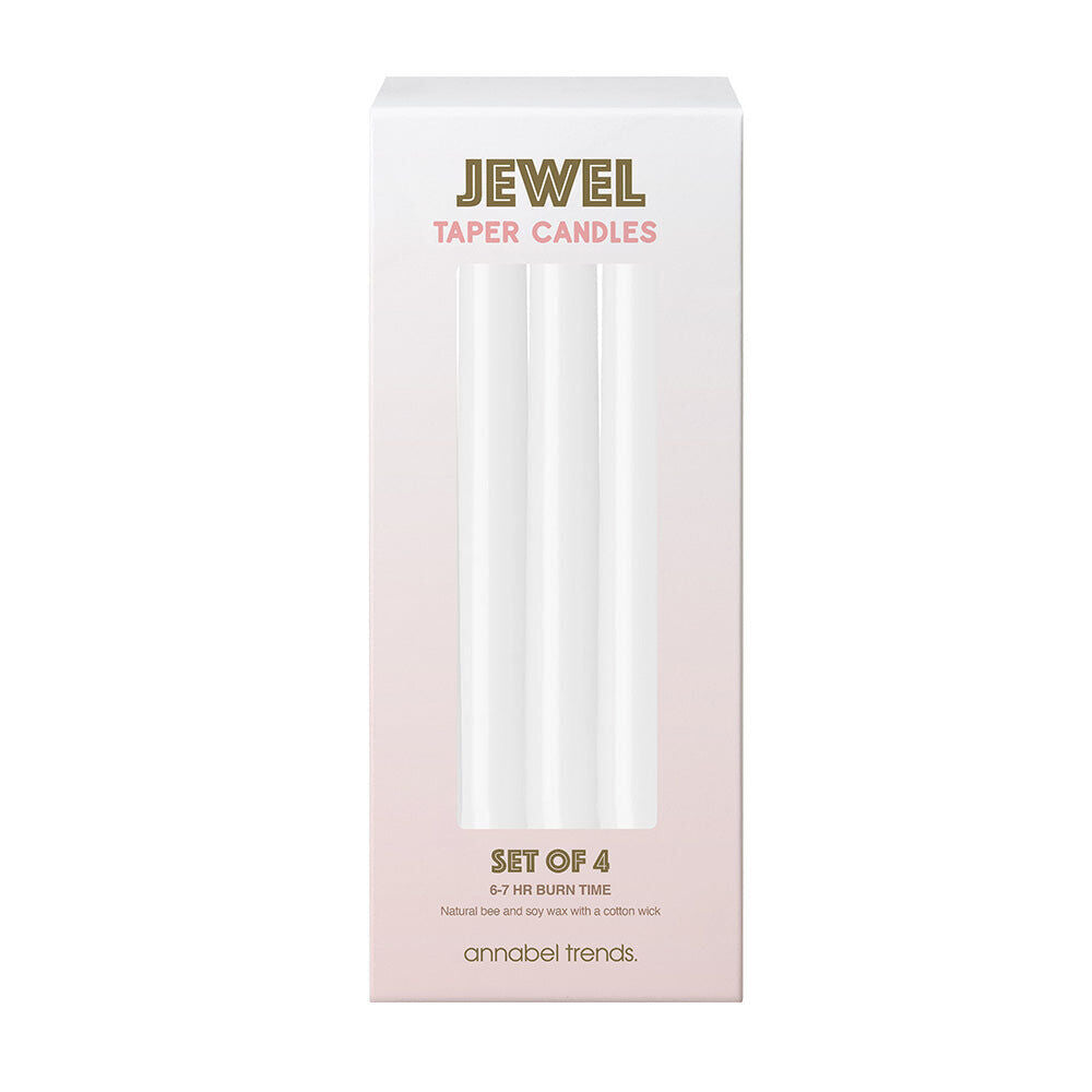 3pc Annabel Trends Jewel Long Taper Candles Soy Beeswax 30cm White