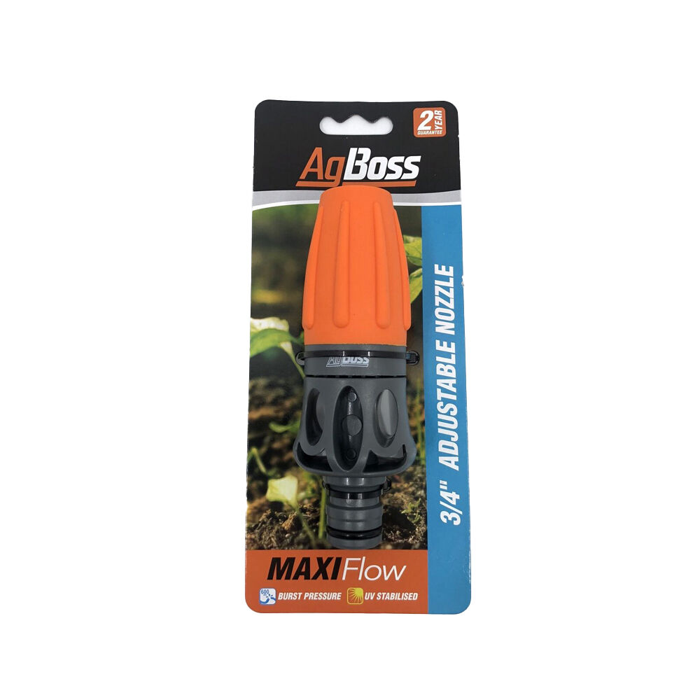 3PK AgBoss Maxi-Flow Gardening Hose Nozzle 18mm Orange and Black