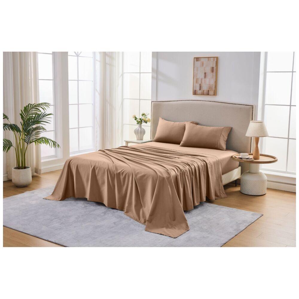 Grosvenor House 500TC Egyptian Cotton Sheet Set W/ Pillowcase Clay