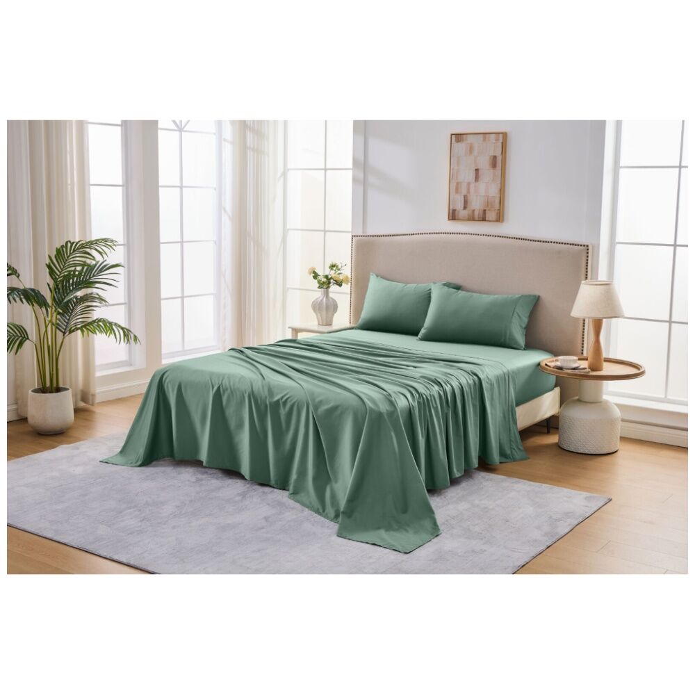 Grosvenor House 500TC Cotton Sheet Set W/ Pillowcase Slate Green