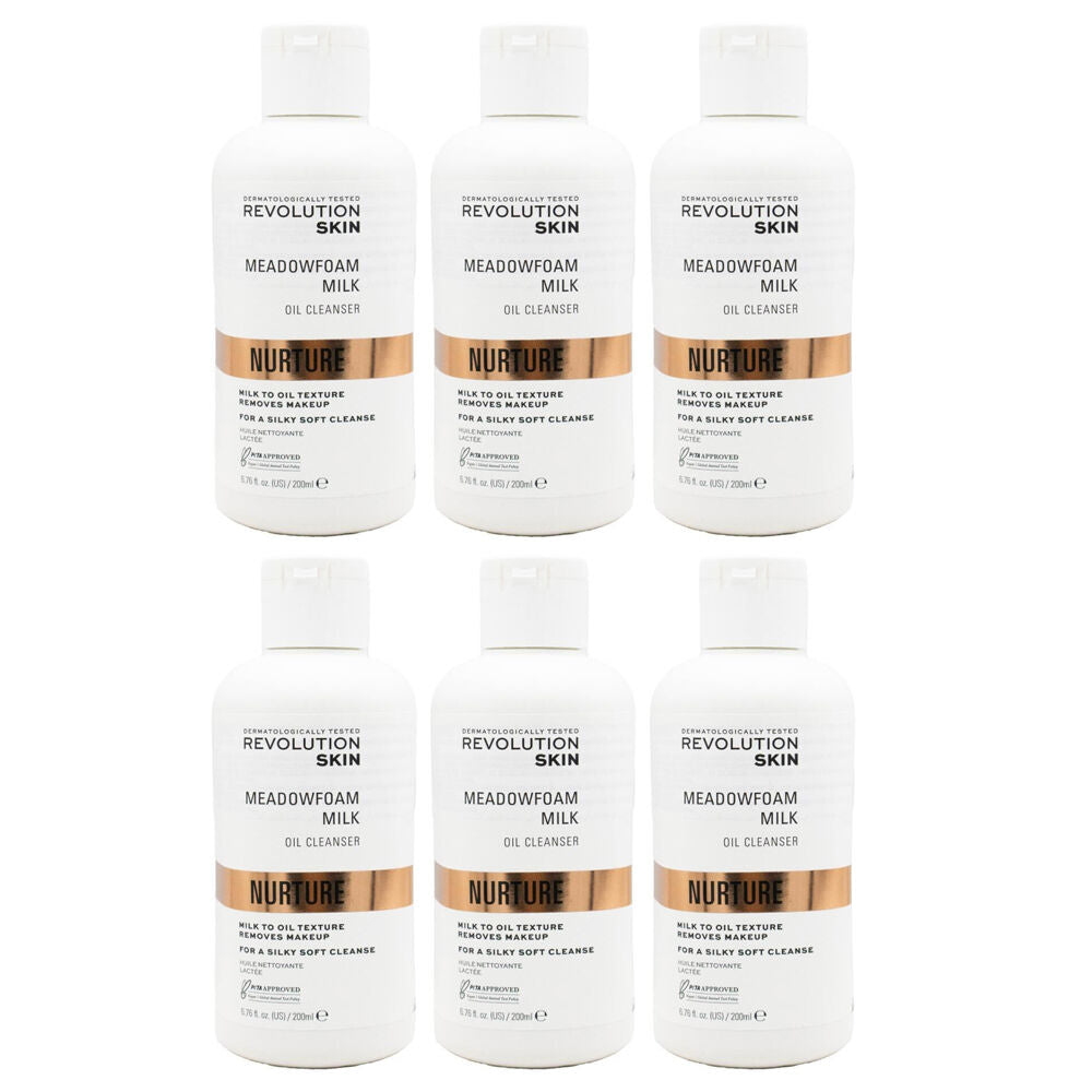 6PK Revolution Skin Oil Cleanser Meadowfoam Milk Nurture Makeup Remover 200ml