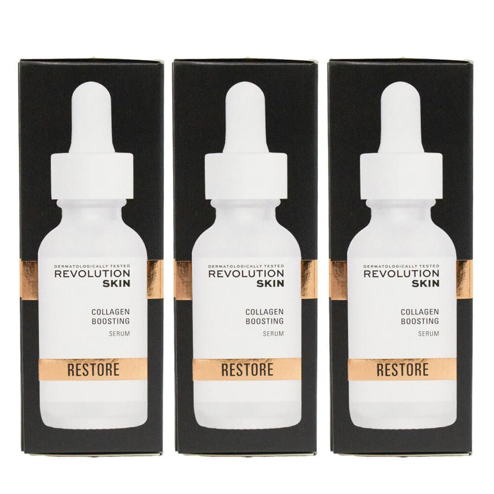 3PK Revolution Collagen Boosting Serum Restore Hydrating Skin Care 30ml
